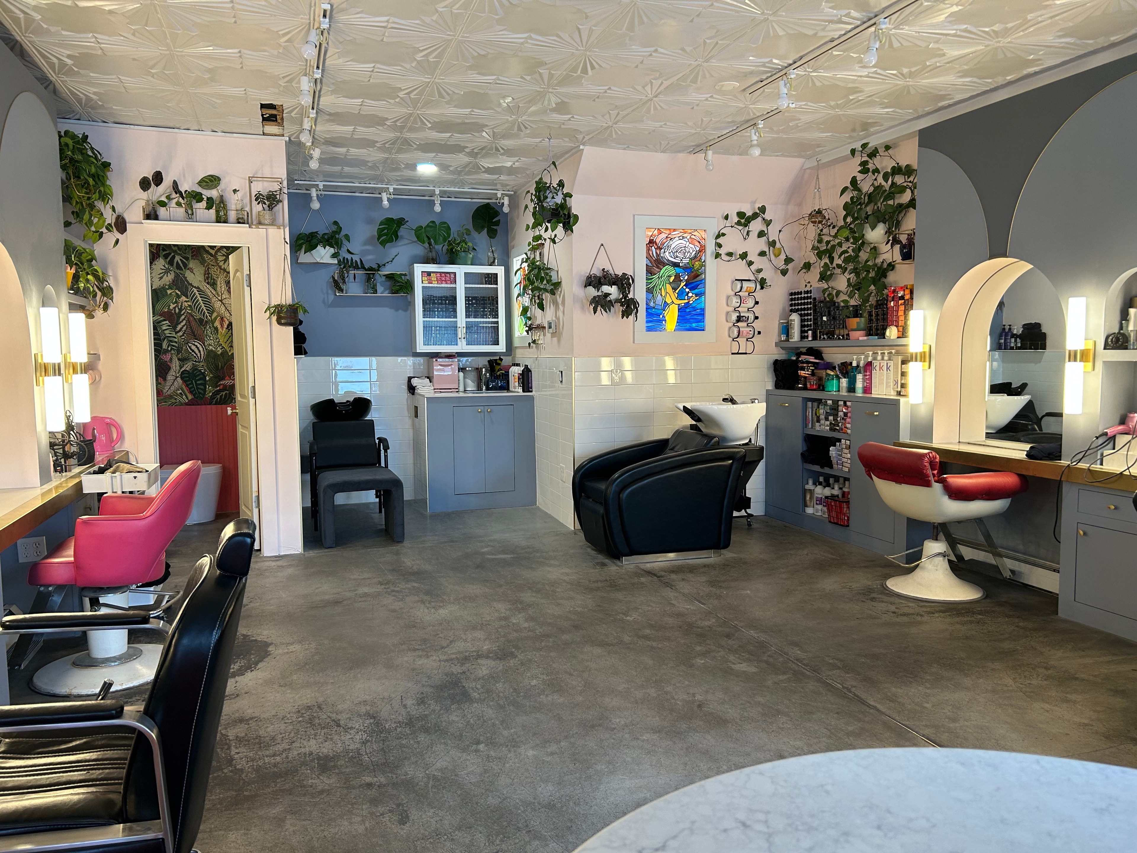 The Paint Box salon styling stations